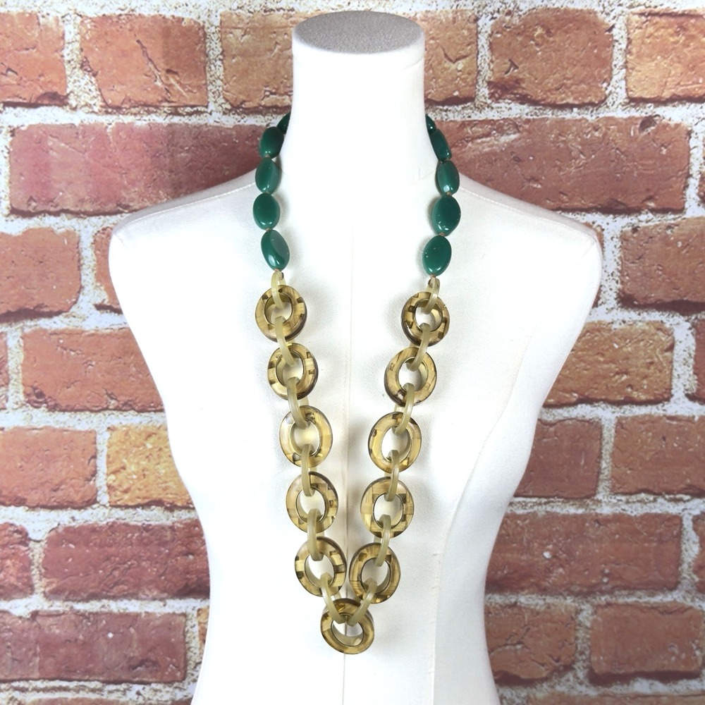 CHICO'S Statement Necklace Chunky Large Bobble Adjustable Beaded Bohemian 40"